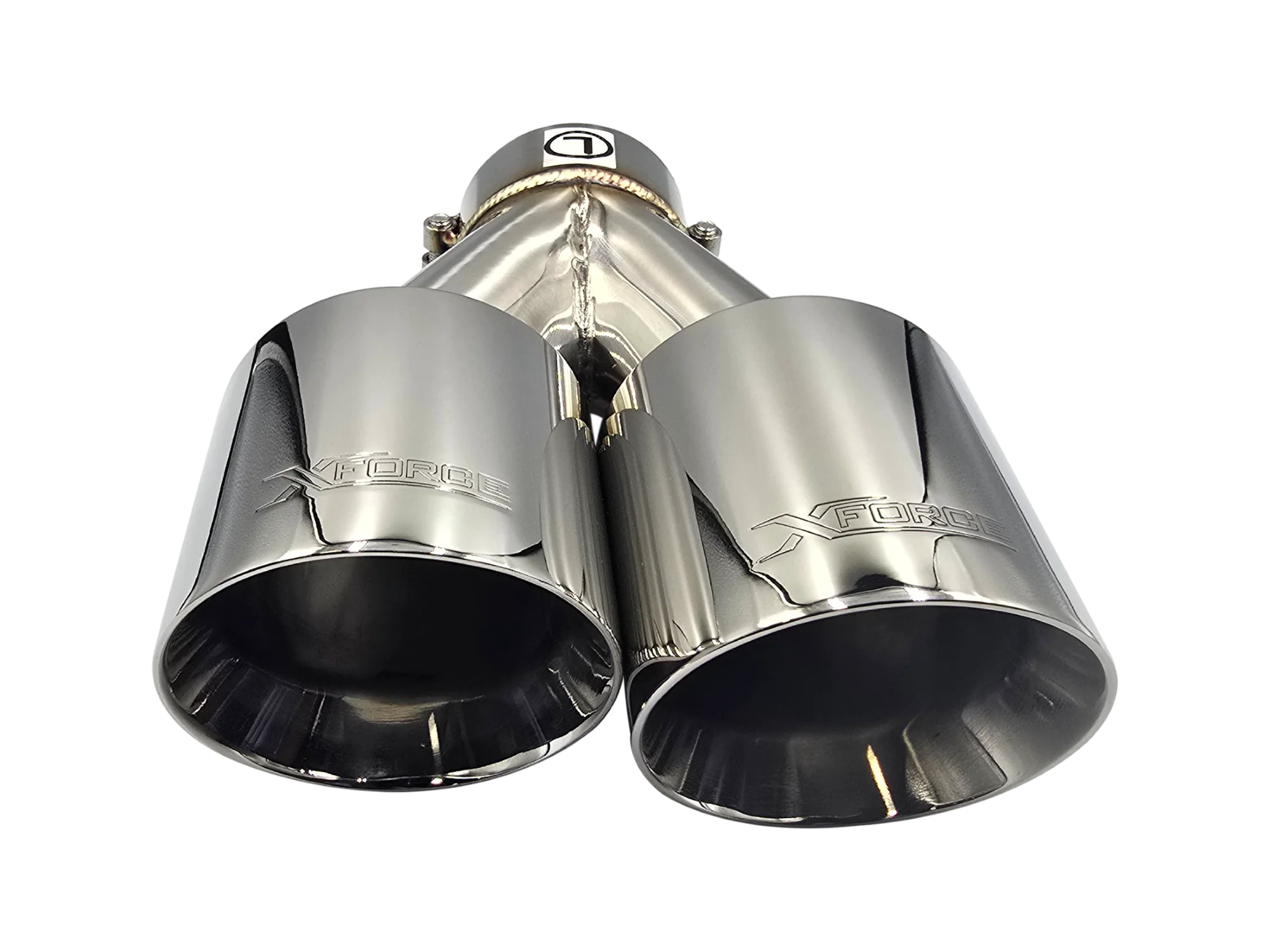 Twin 4Inch Round Angle Cut Tip with 2.5" Inlet for Left Hand Side - Image 3