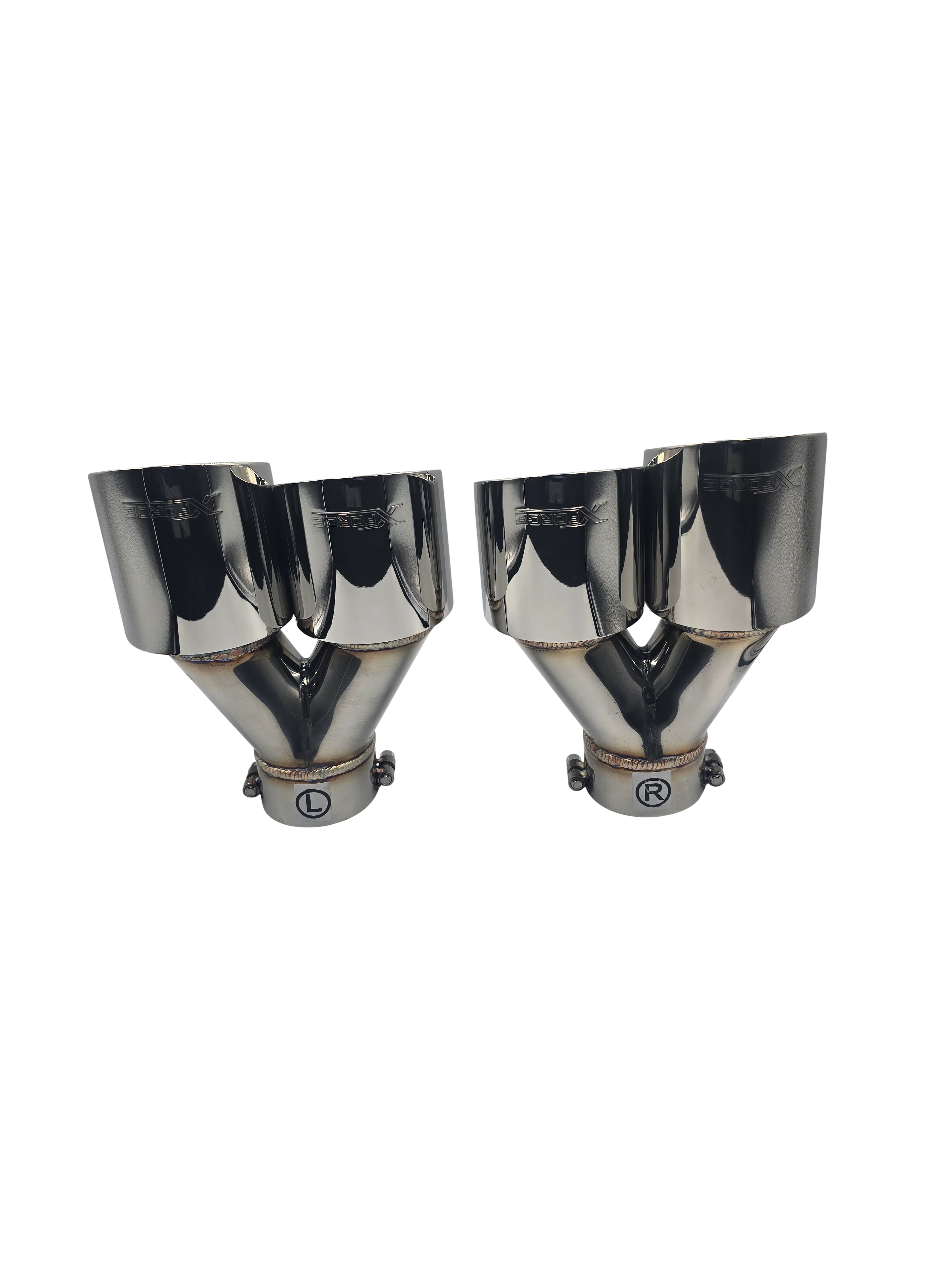 Twin 4Inch Round Angle Cut Tip with 3" Inlet - Image 3